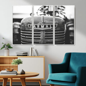 Vintage Farmall Tractor Wall Art Canvas Print, Rustic