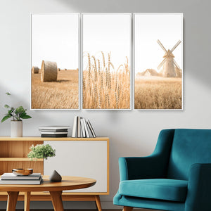 Vintage Farmhouse Triptych Wall Art – Giclée Canvas