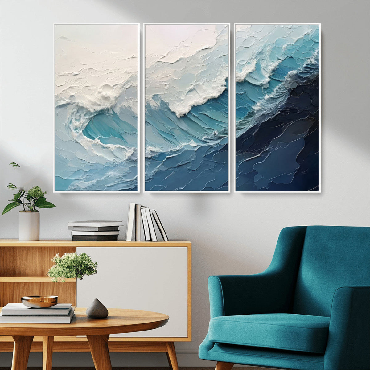 Ocean Wave Canvas Wall Art Print – Coastal Living Room Large