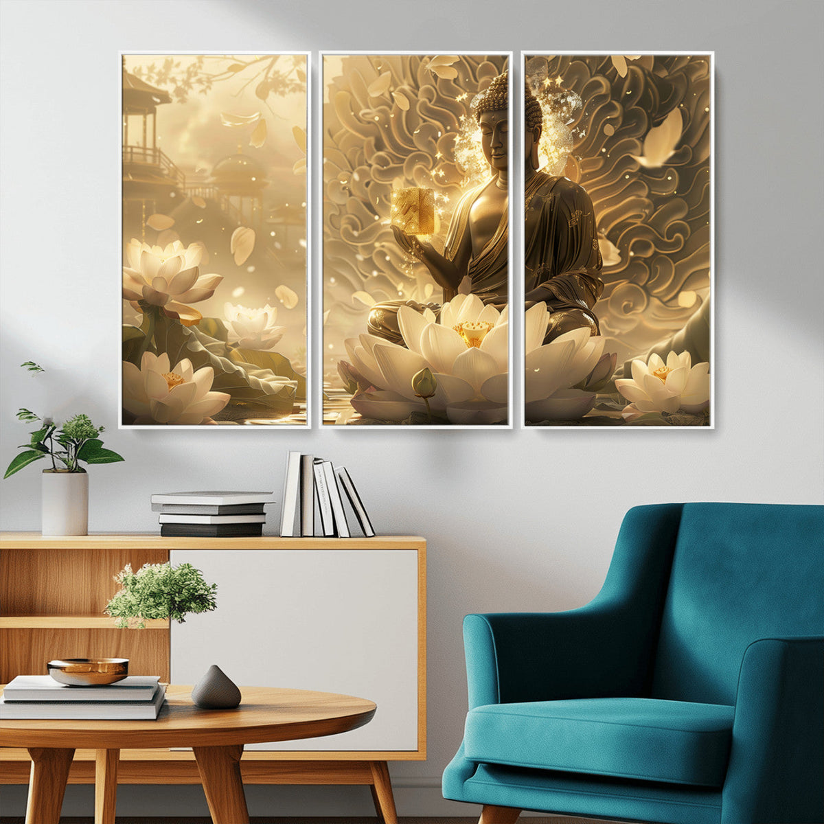Golden Buddha Wall Art | Yoga Room Decor and Meditation Room
