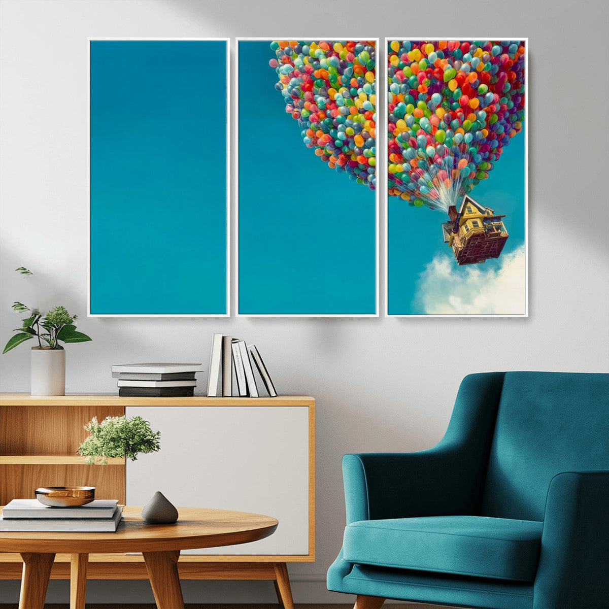 Carl Fredricksen, Up Movie Wall Art, Colorful Balloon House