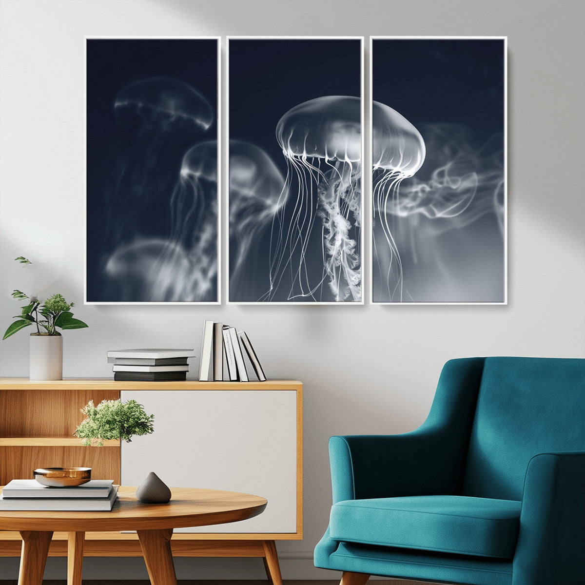 Jellyfish Wall Art Canvas Print, Modern Abstract Jellyfish
