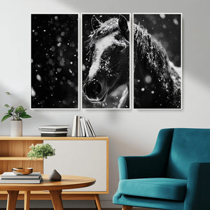 Winter Horse Wall Art | Black and White Horse Print | Ready