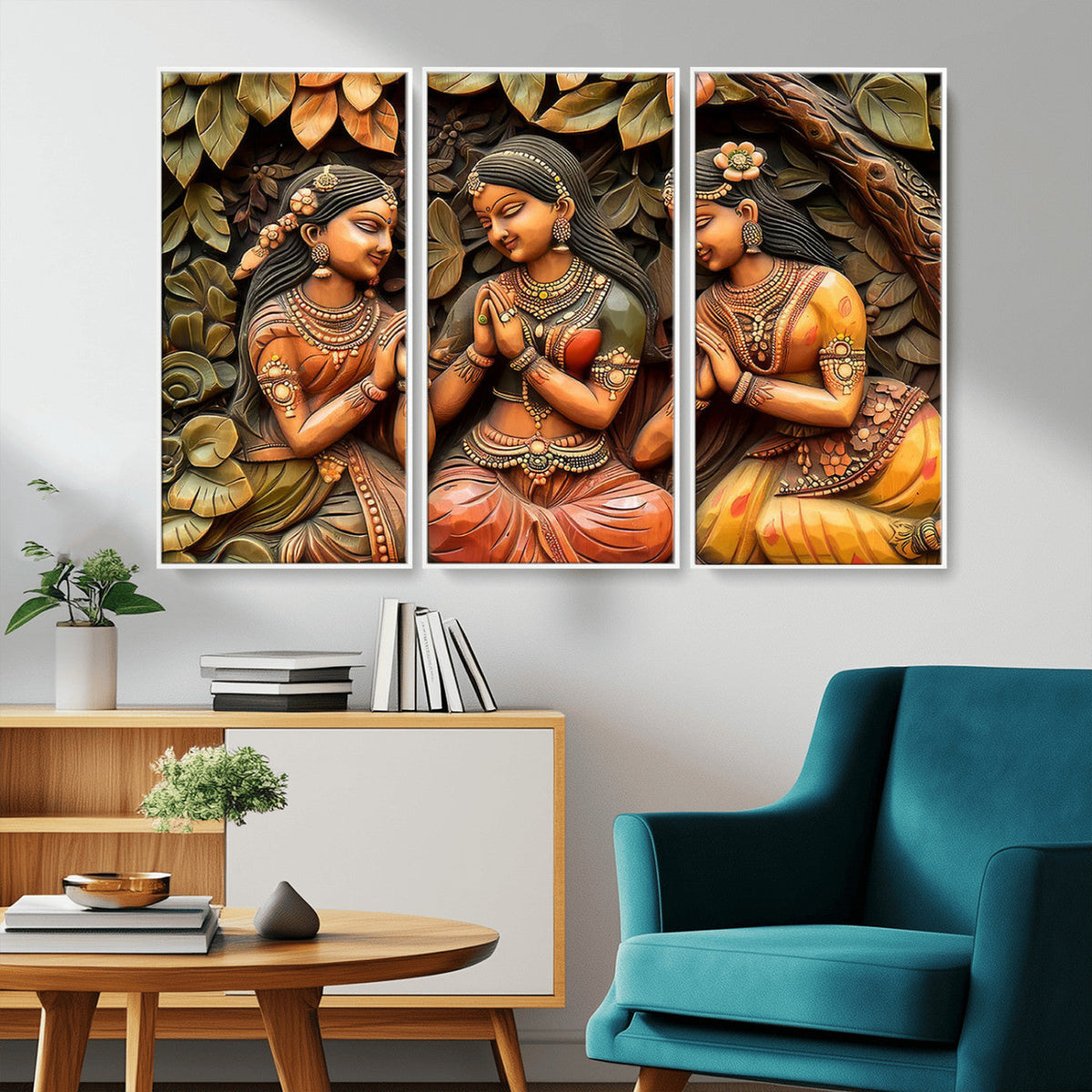 Indian Woman Statue Wall Art Canvas Print