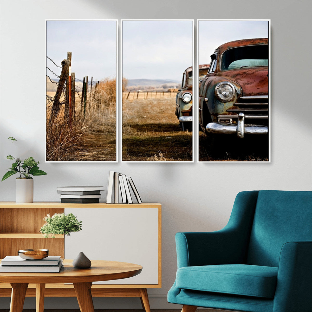 Old Rustic Classic Car Wall Art Canvas Print
