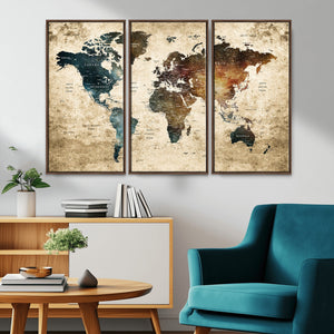 World Map Canvas Print – Detailed Map of the World Wall Art