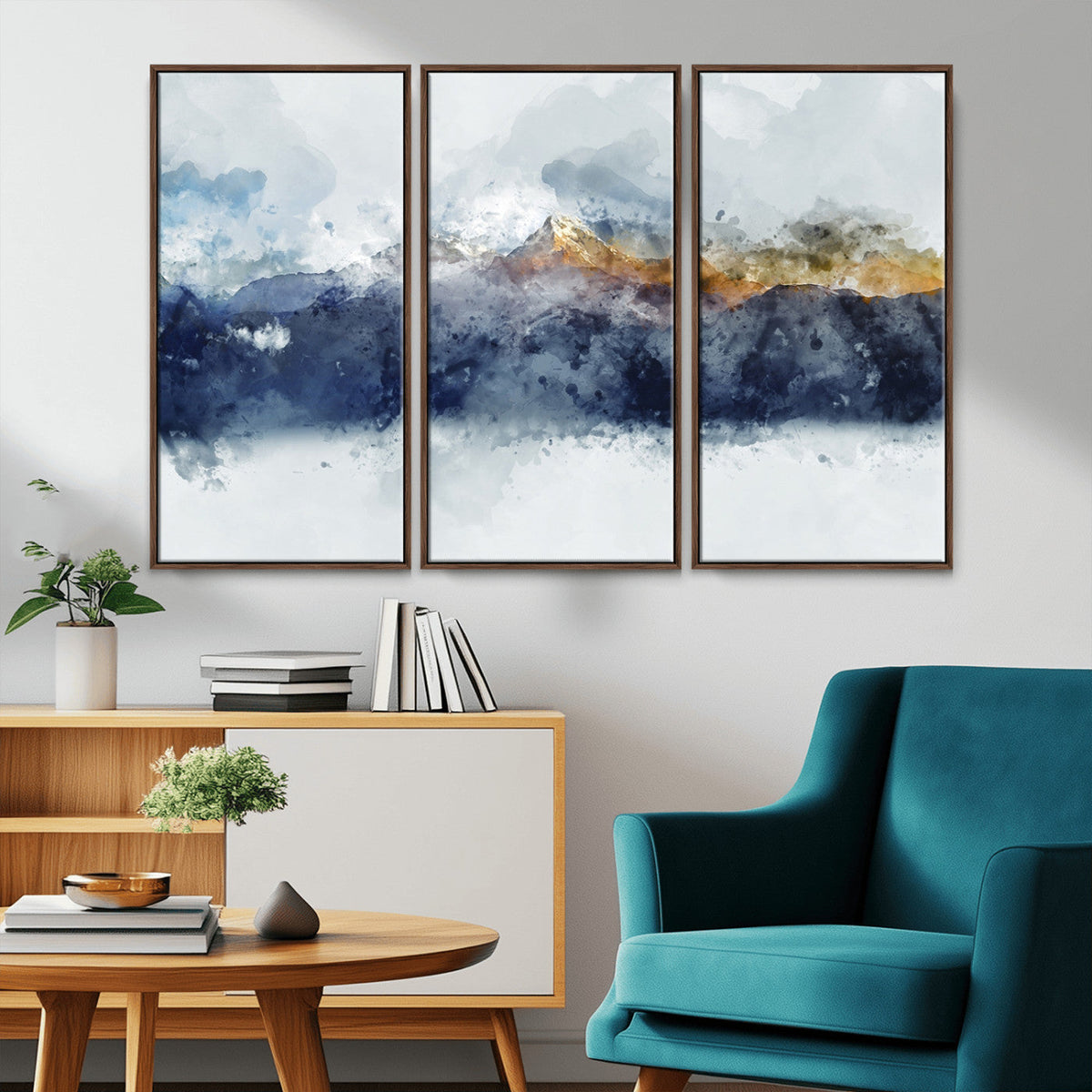 Abstract Mountain Range Art Canvas Print | 3 Panel