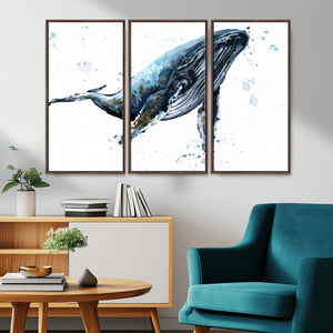 Watercolor Whale Wall Art Canvas Print