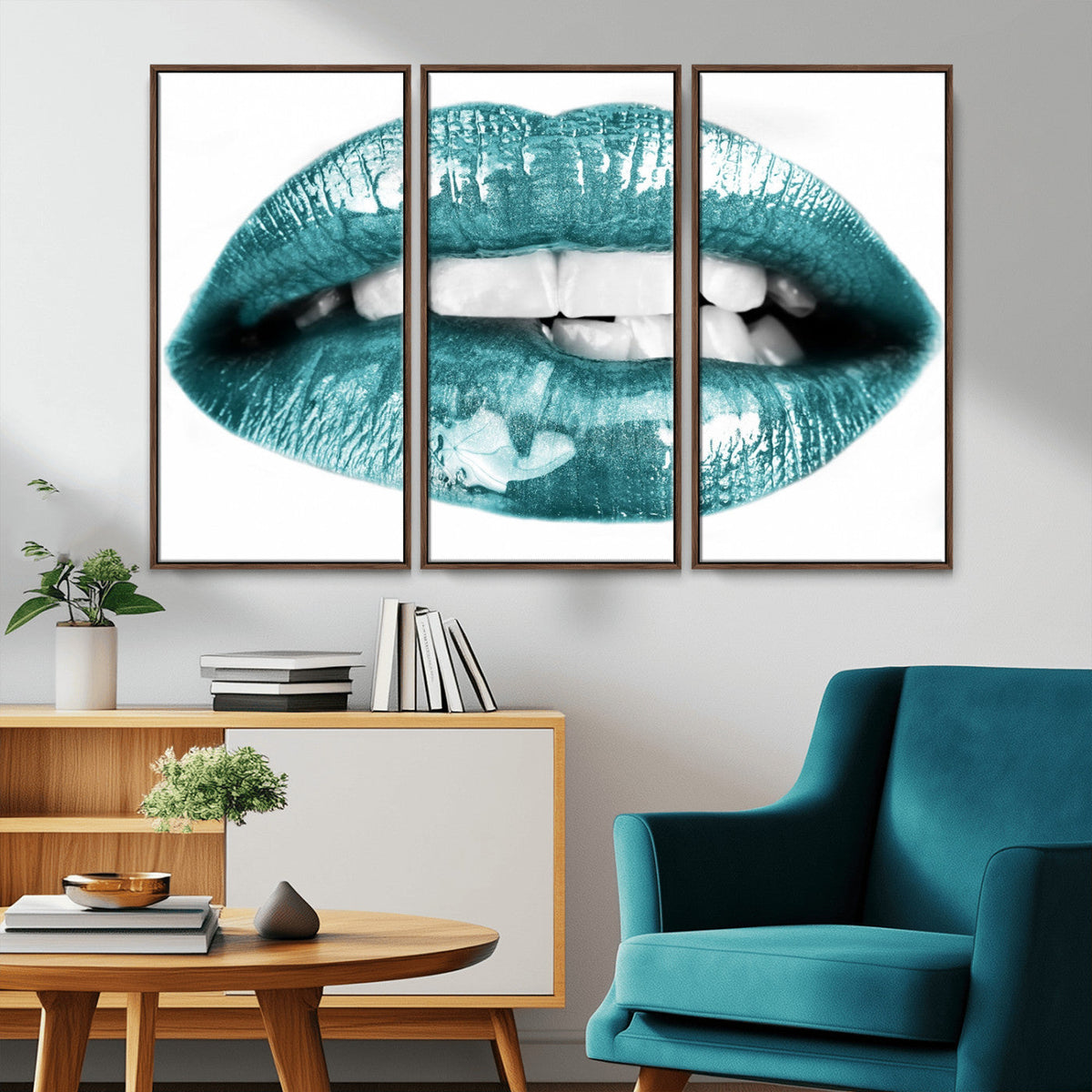 Blue Lips Wall Art Canvas Print