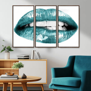 Blue Lips Wall Art Canvas Print