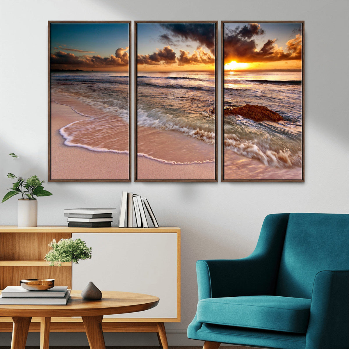 Sunset on Ocean Wall Art Canvas Print