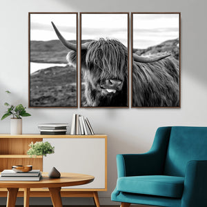 Longhorn Steer Canvas Print Wall Art, Highland Cow Canvas