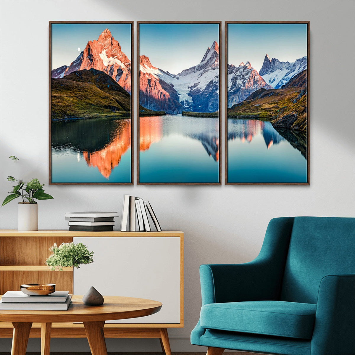 Landscape Mountain and Lake View Wall Art Canvas Print