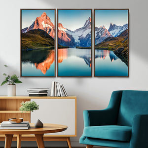 Landscape Mountain and Lake View Wall Art Canvas Print