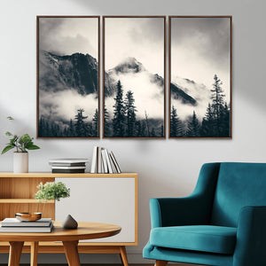 Large Foggy Mountain Forest Wall Art Canvas Print | Misty