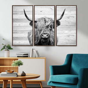 Scottish Highland Cow Cattle Art Print on Wood Background