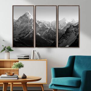 Everest Himalaya Mountain Peaks Black & White Triptych