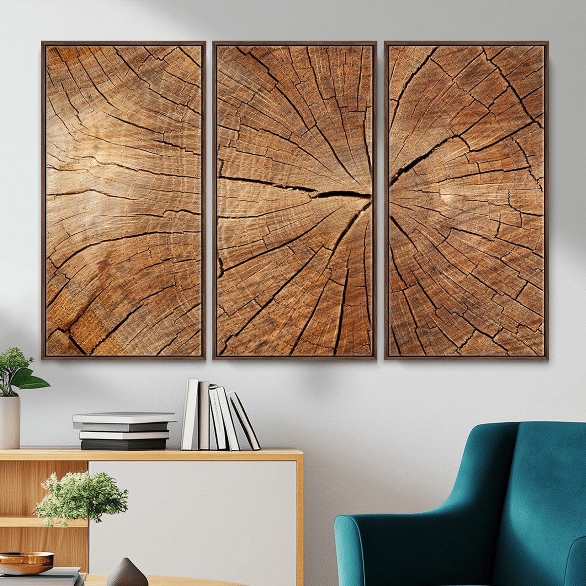 Tree Ring Canvas Art, Rustic Wood Grain Wall Art, Tree Slice