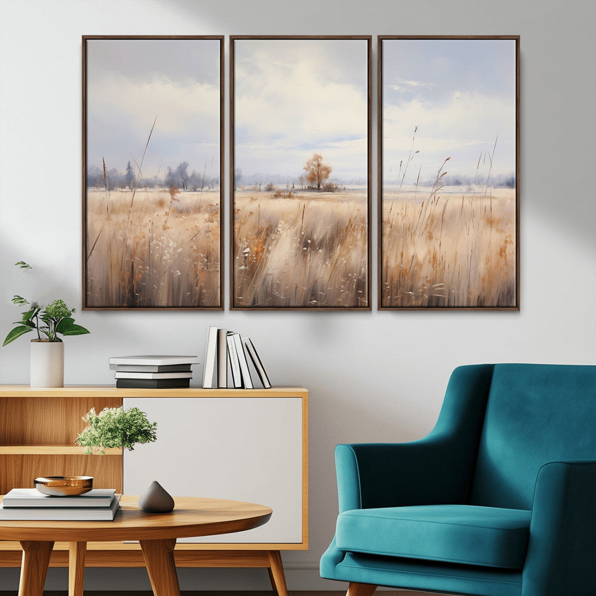 Golden Fields Wall Art Print Canvas – Serene Landscape of