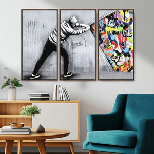 Banksy Art Behind the Curtain Street Wall Art Canvas Print |