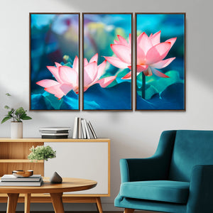 Pink Lotus Flower Canvas Wall Art | Vibrant Floral Wall
