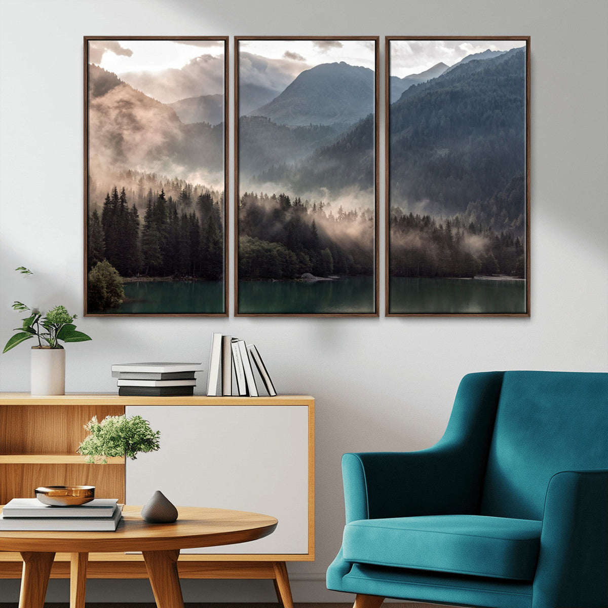 Foggy Mountain Canvas Print Forest Wall Art