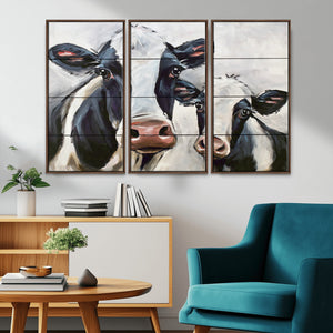 Vintage Baby and Mom Cattle Wall Art Canvas Print