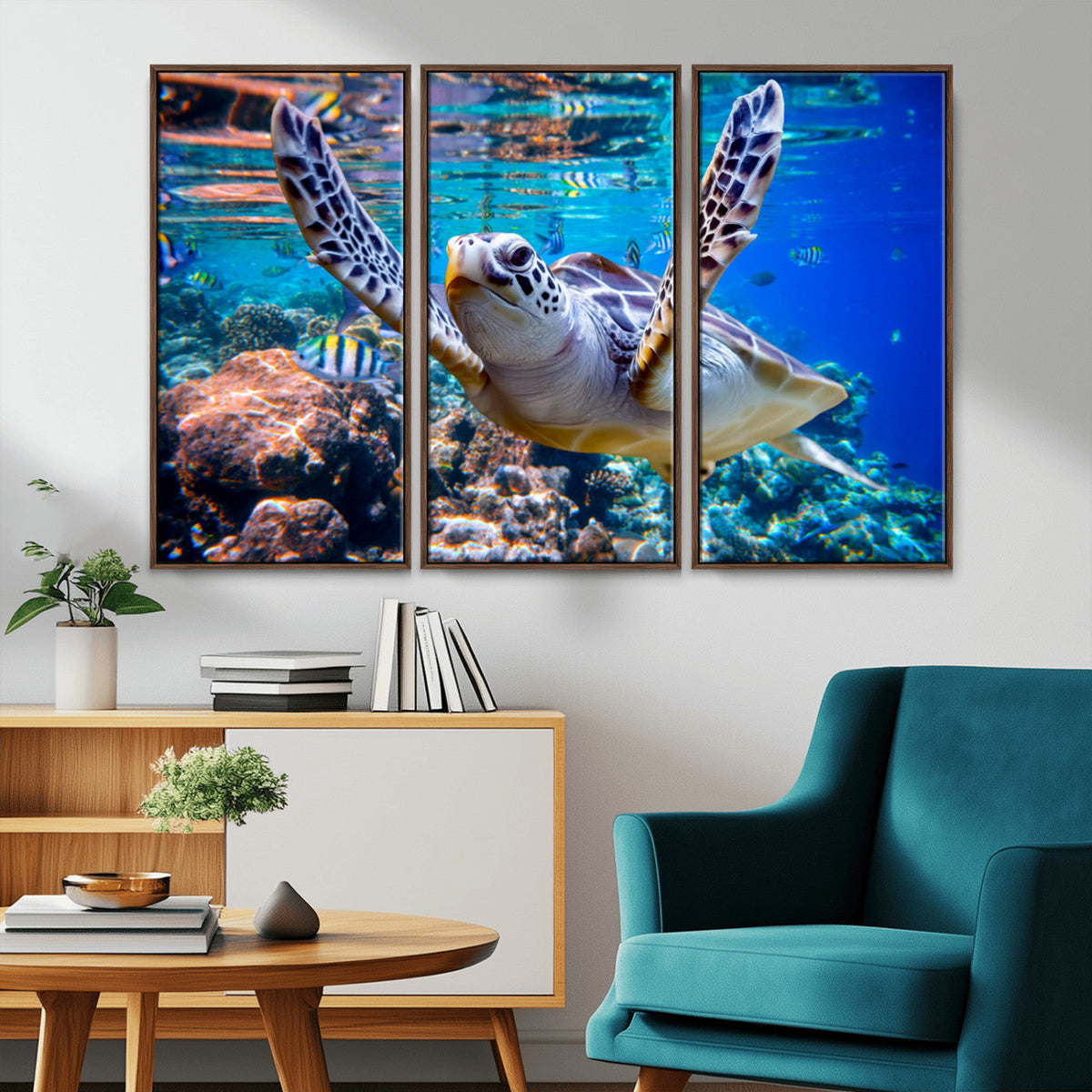 Underwater Sea Turtle Wall Art Canvas Print – Vibrant Ocean