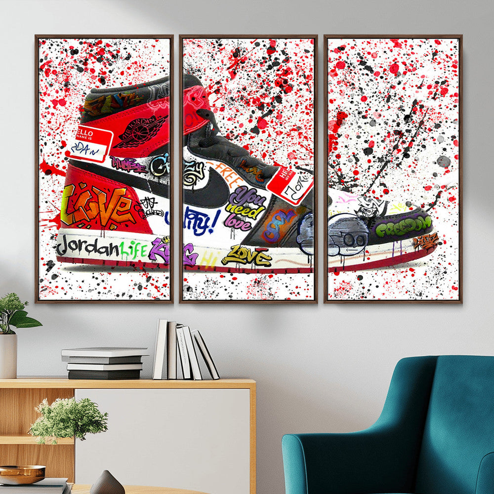 Jordan Shoes Graffiti Wall Art Canvas Print- Jordan Graffiti