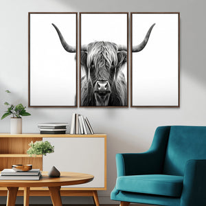Highland Wall Art Canvas Print – Minimalist Black and White