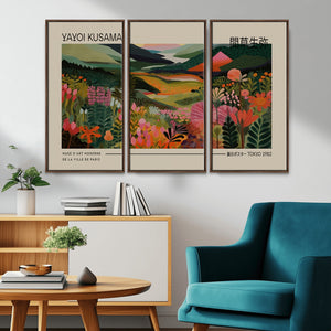 Yayoi Kusama Landscape Canvas Print, Vibrant Floral Mountain
