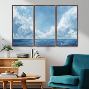 Abstract Ocean Print Artwork- Serene Blue Ocean Canvas Wall