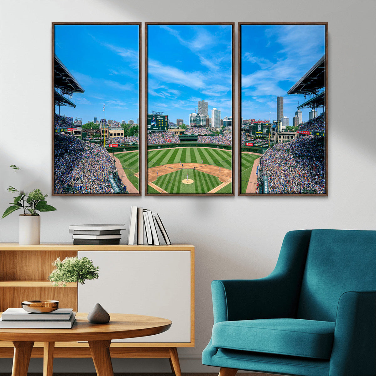Wrigley Field Chicago Cubs Panoramic Art Multi-Piece Canvas