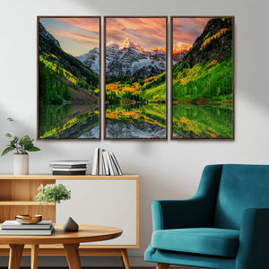 Maroon Bells Lake Wall Art Canvas Print – Framed Majestic