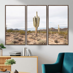 Saguaro Cactus Wall Art – Framed Desert Canvas Artwork,