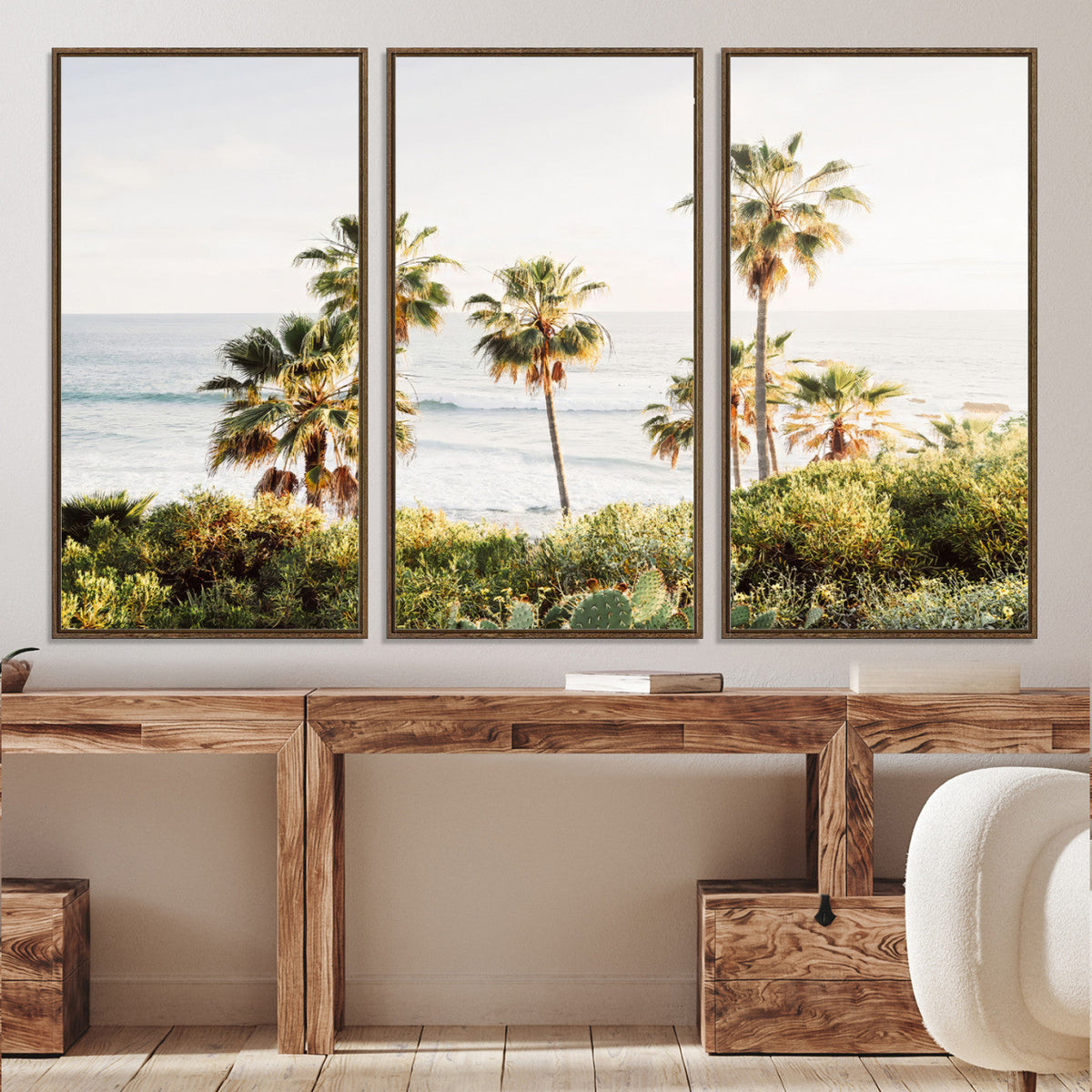 California Coast Palm Trees Wall Art Canvas Print – Framed