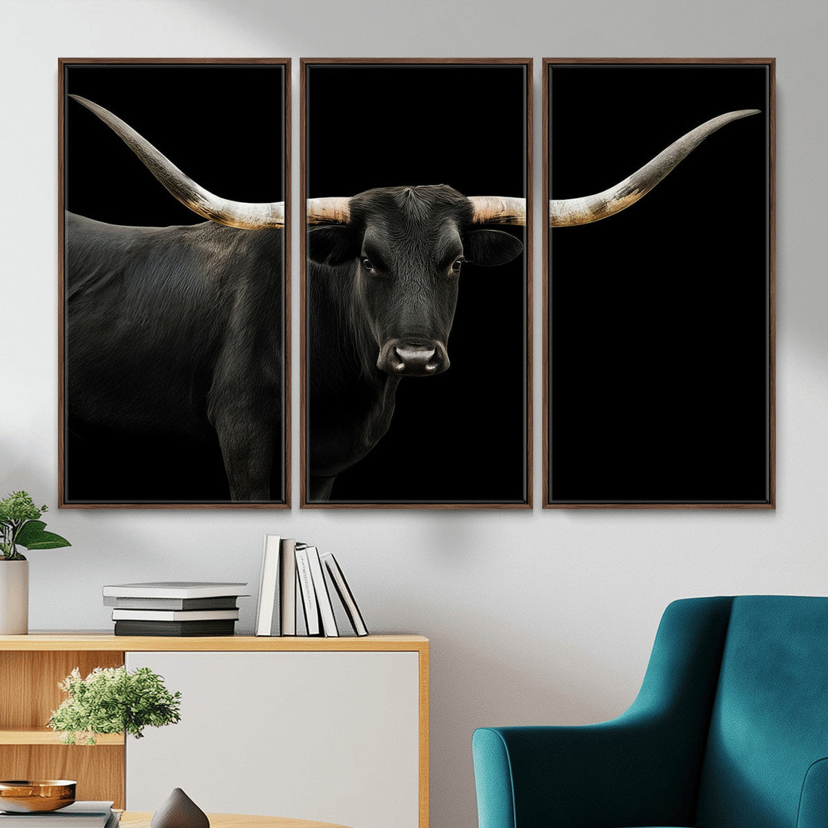 Longhorn Cattle Wall Art Canvas Print – Framed Texas Ranch