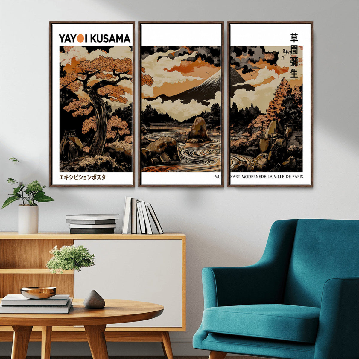 Modern Japanese Wall Art Canvas Print – Framed Abstract