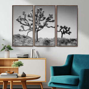Joshua Tree Wall Art Canvas Print – Framed Monochrome Desert