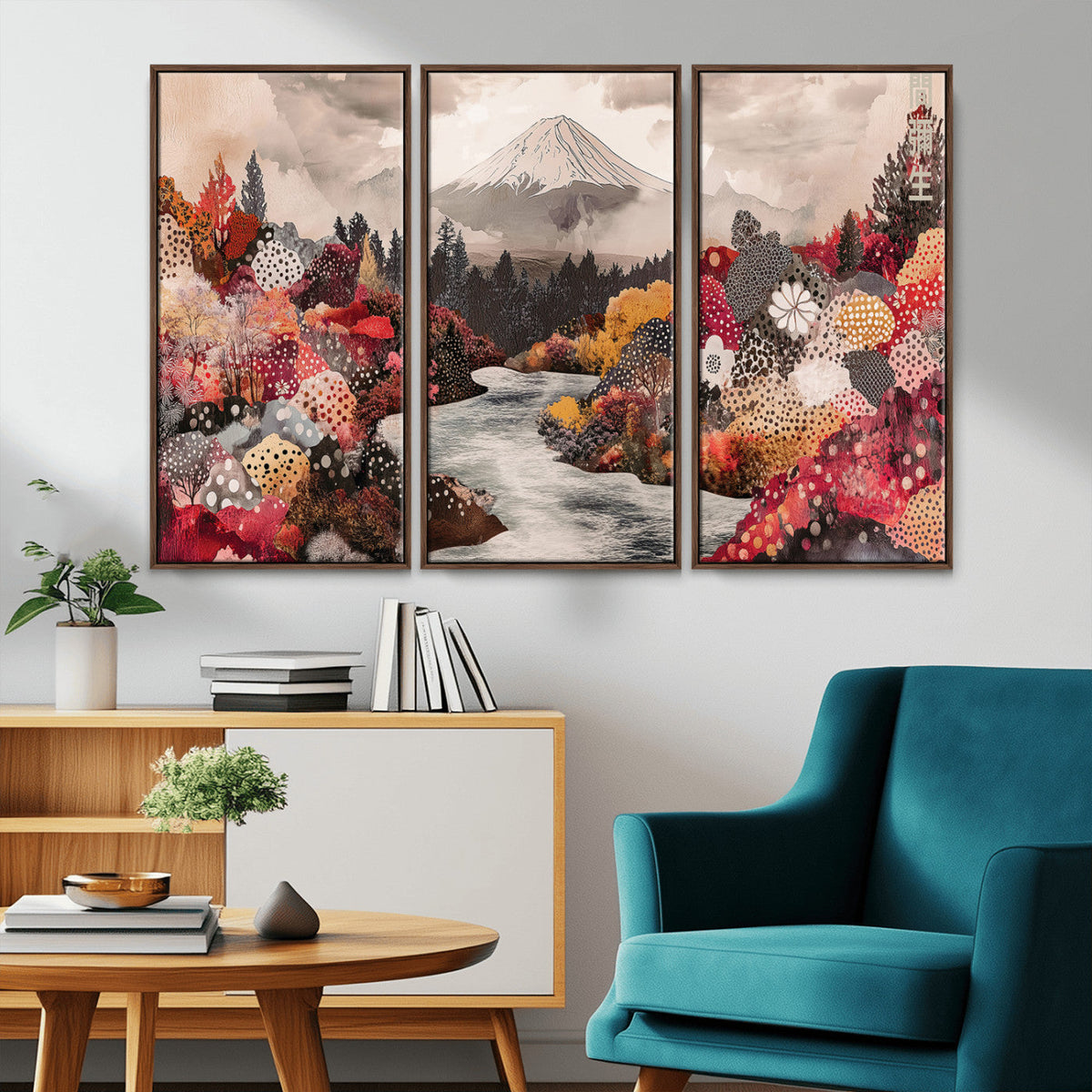 Mountain Wall Art Canvas Print – Framed Autumn Forest