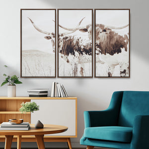 Longhorn Wall Art Canvas Print – Framed Western Cow Rustic