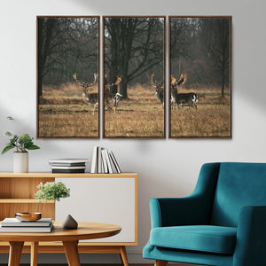 Deer Wall Art Canvas Print – Framed Rustic Wildlife Stags