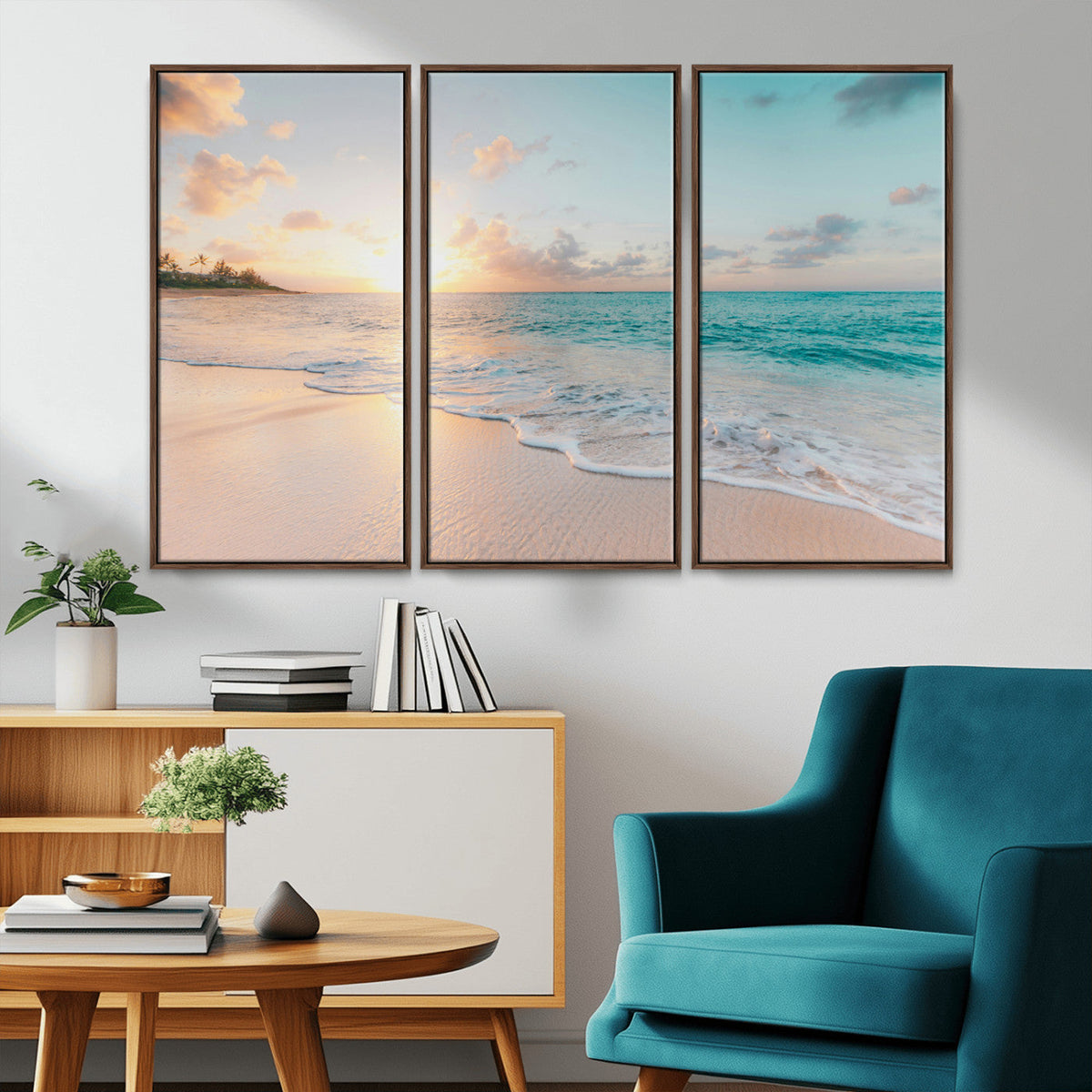 Beach Sunset Wall Art Canvas Print – Framed Ocean Waves
