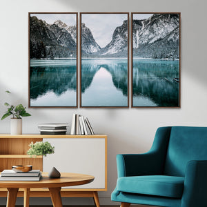 Mountain Lake Wall Art Canvas Print – Framed Toblacher See