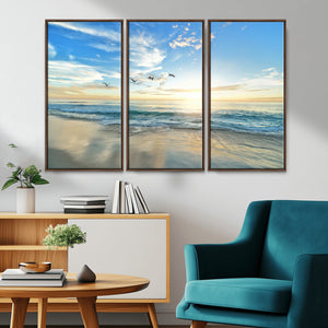 Minimalist Seaside Wall Art Canvas Print – Morning Glow