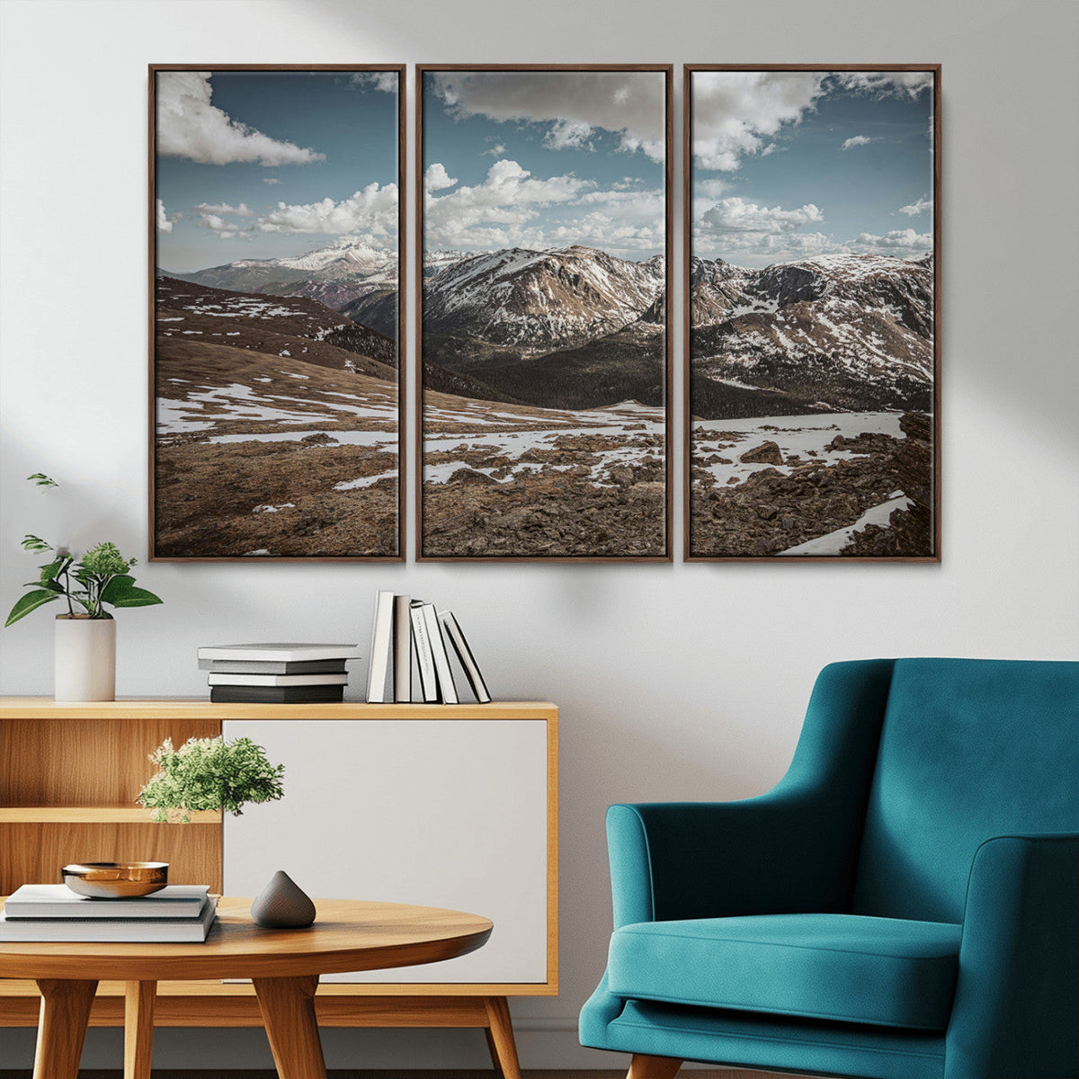 Mountain Landscape Wall Art Canvas Print – Framed Snowy