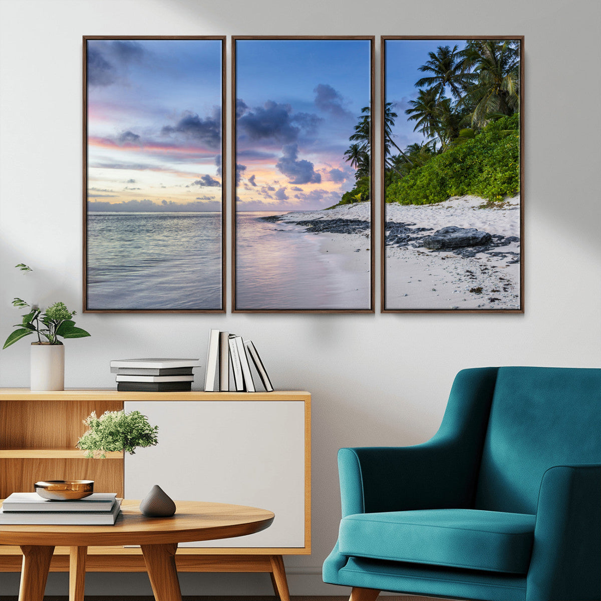 Tropical Beach Wall Art Canvas Print – Framed Sunset Glow
