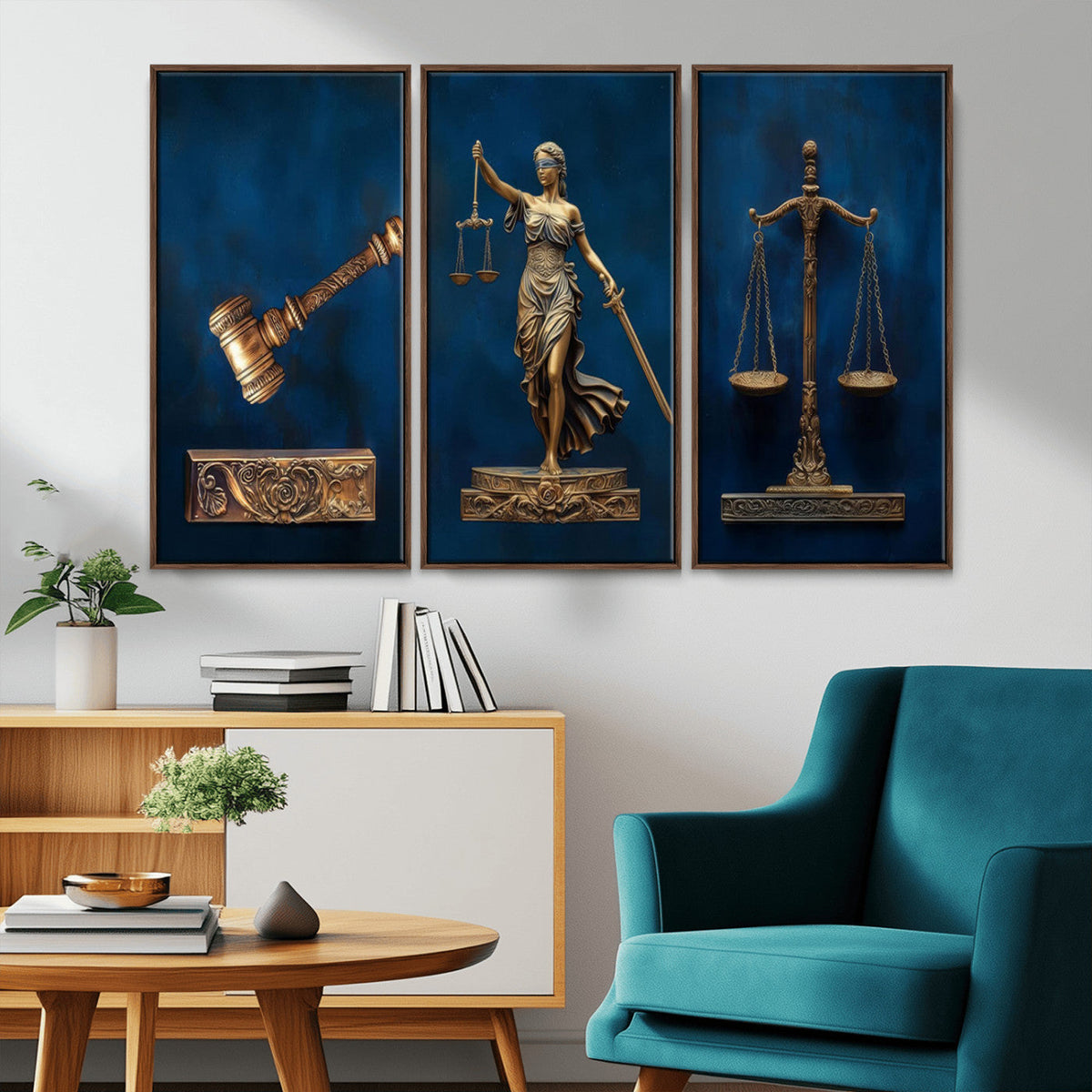 Lady Justice Wall Art Canvas Print – Elegant Gold Legal