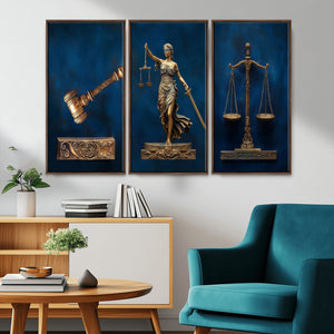 Lady Justice Wall Art Canvas Print – Elegant Gold Legal