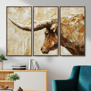 Rustic Longhorn Bull Wall Art Canvas Print – Vintage Western